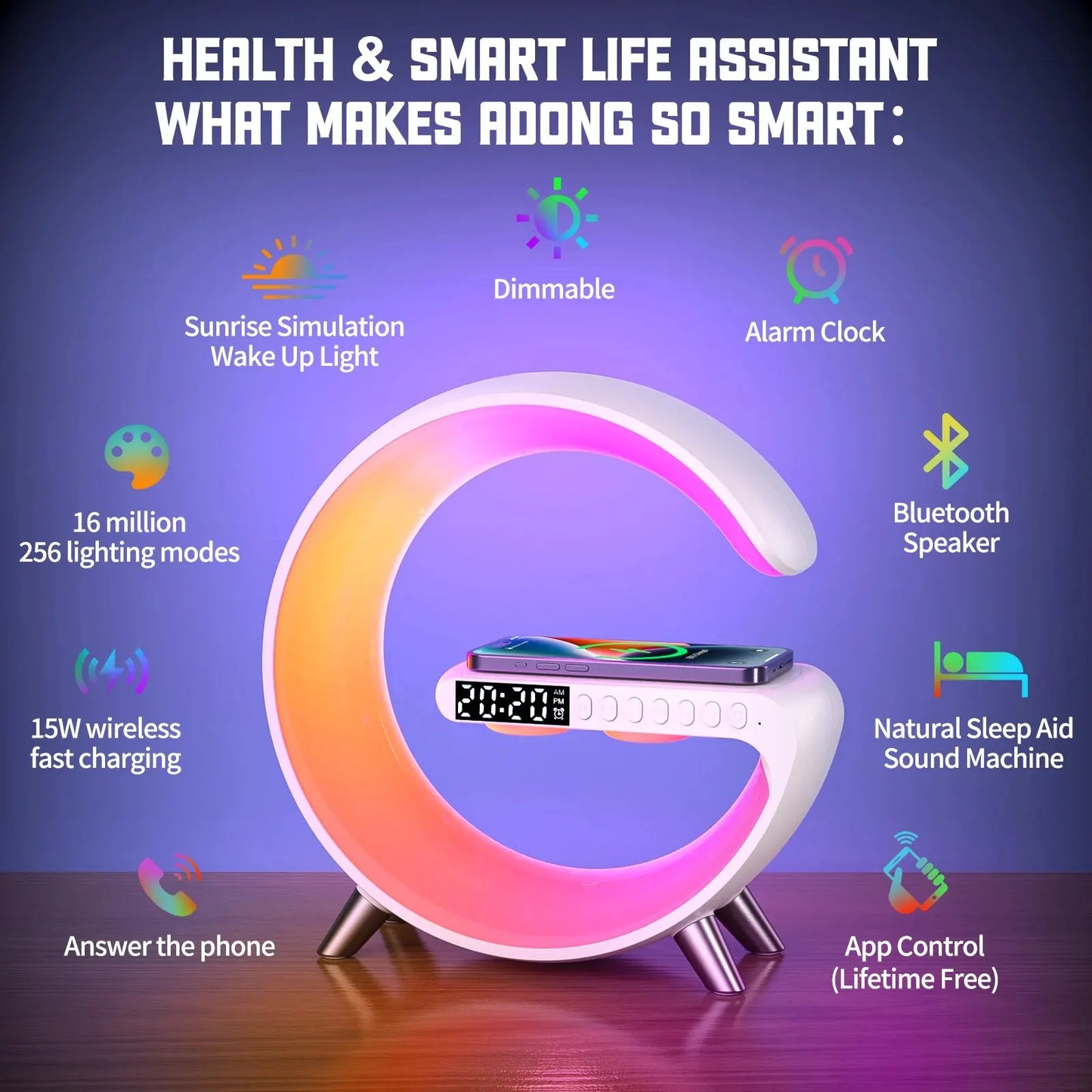 Smart LED Wireless Charging Alarm Clock